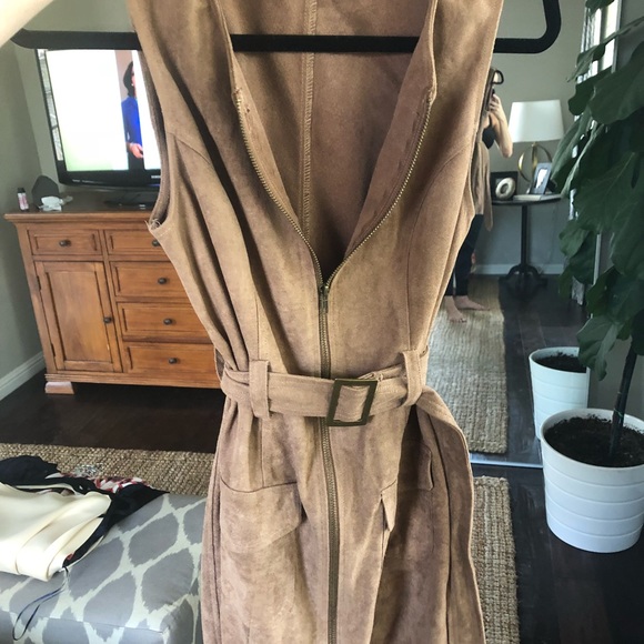 Faux suede zip front dress - Picture 1 of 3